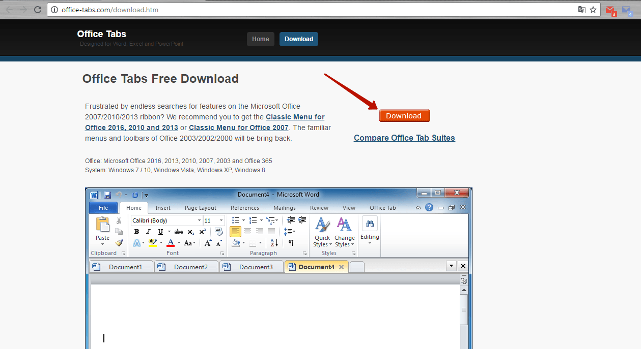 Скачать Office Tabs
